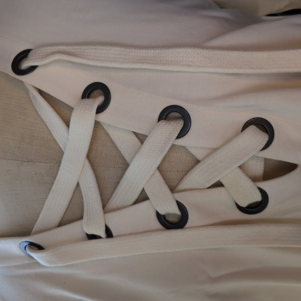 Cream White Lace-Up Top